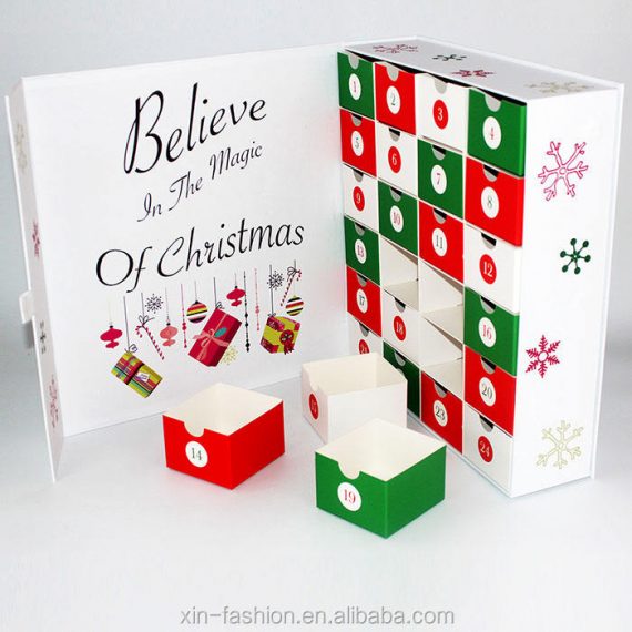 Christmas Countdown Advent Calendar Box 2022 with 24 Drawers