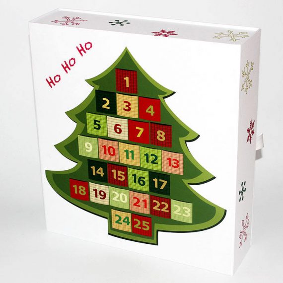 Cardboard Christmas Advent Calendar Packaging Box with 24 Drawers